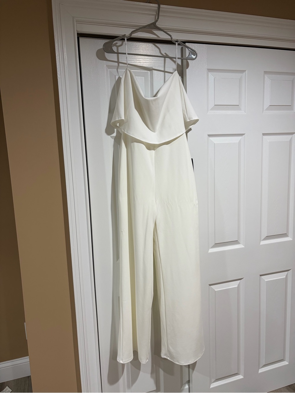 Lulu's Cream Draped Strap Spaghetti Wide-Leg Jumpsuit - Picture 1 of 3
